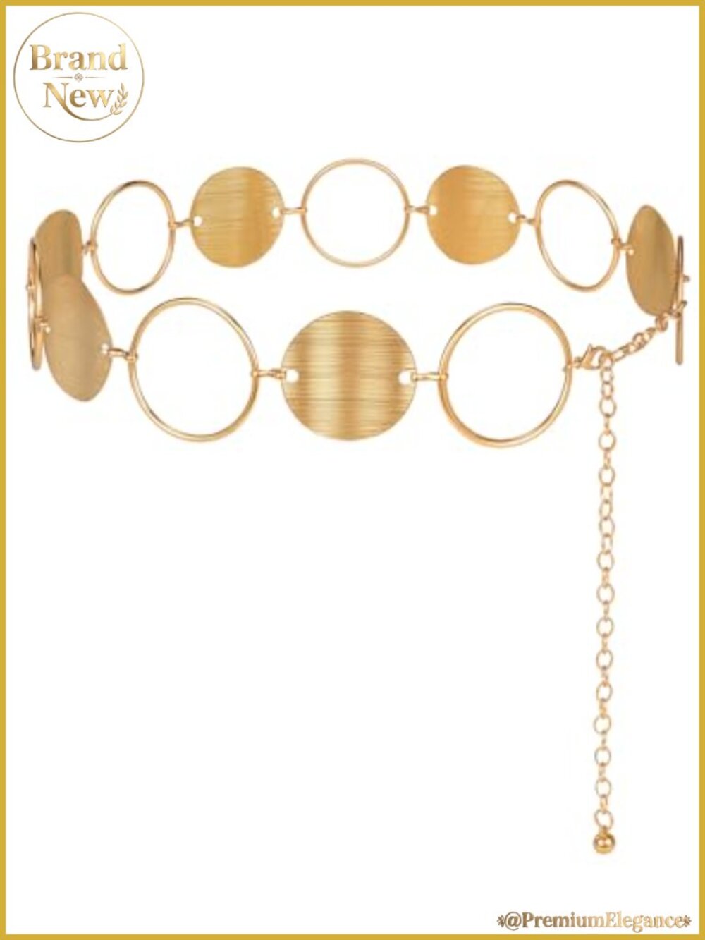 Metal Chain Waist Belt Gold Finish Adjustable
